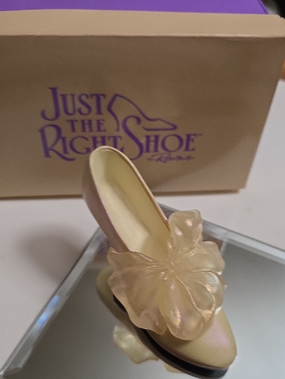 Just The Right Shoe Pale Iridescent Pink Bow Flat